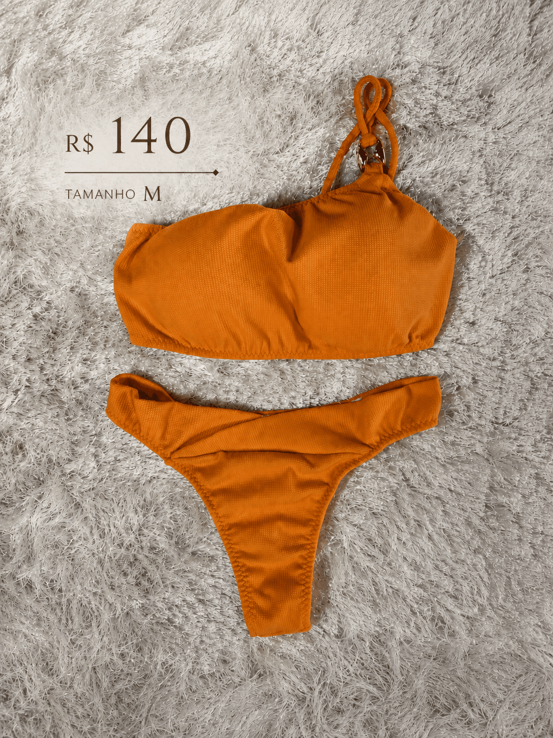 Biquíni Laranja Texturizado com Argola — Boutique Eva Milhomem