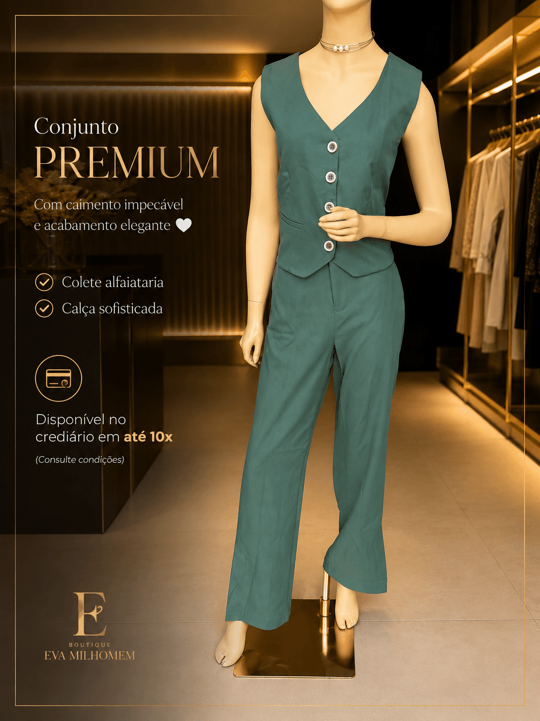Conjunto Alfaiataria Verde — Boutique Eva Milhomem