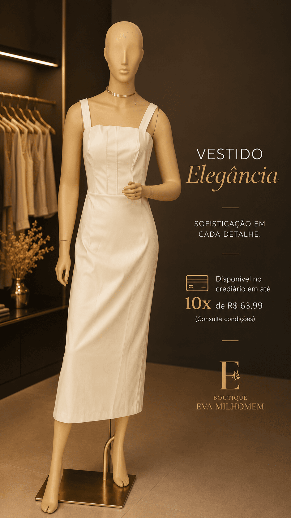 Vestido Elegância Off White — Boutique Eva Milhomem