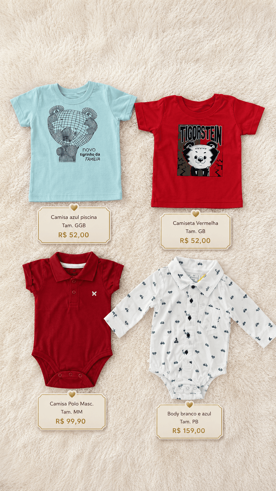 Bodies e Camisas Infantil Masculino Coleção 2 — Boutique Eva Milhomem