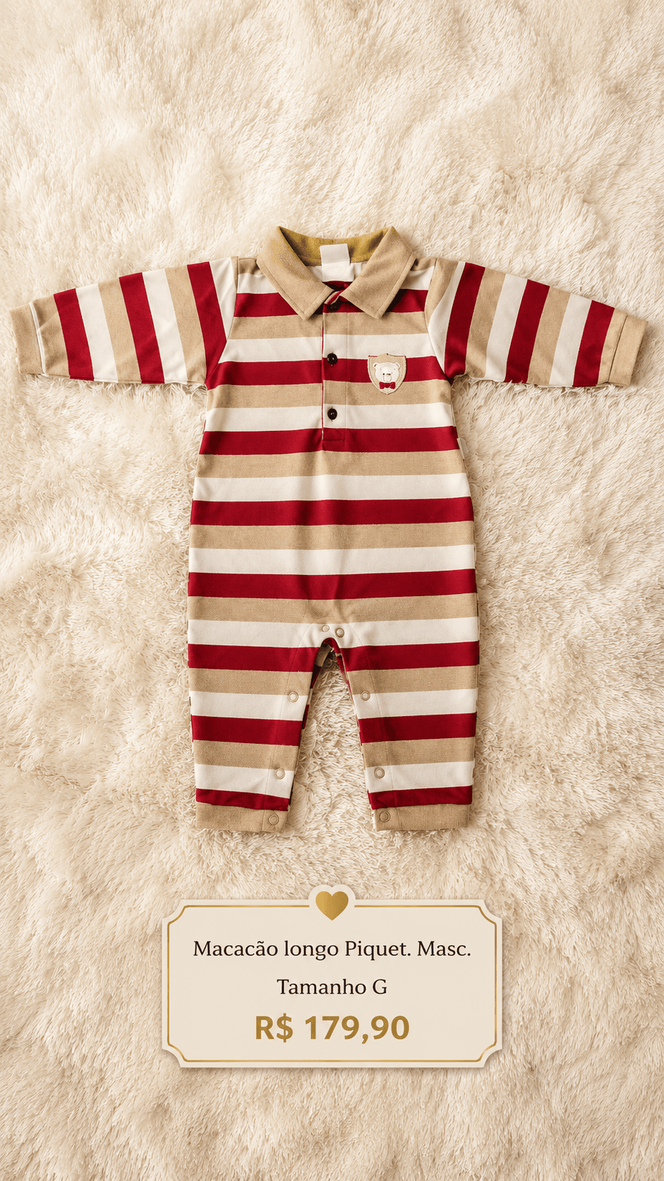 Macacão Longo Piquet Listrado Infantil — Boutique Eva Milhomem